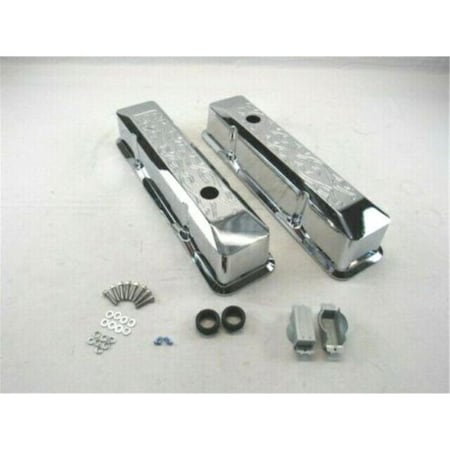 Absurdo Tall Aluminum Flame Retro Valve Cover with Hole for 1958-1986 SBC 283 350, Chrome AB2205858